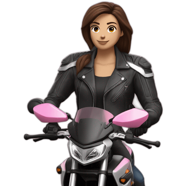 Moto benelli trk 502X rosa piloto mujer y hombre detrás emoji