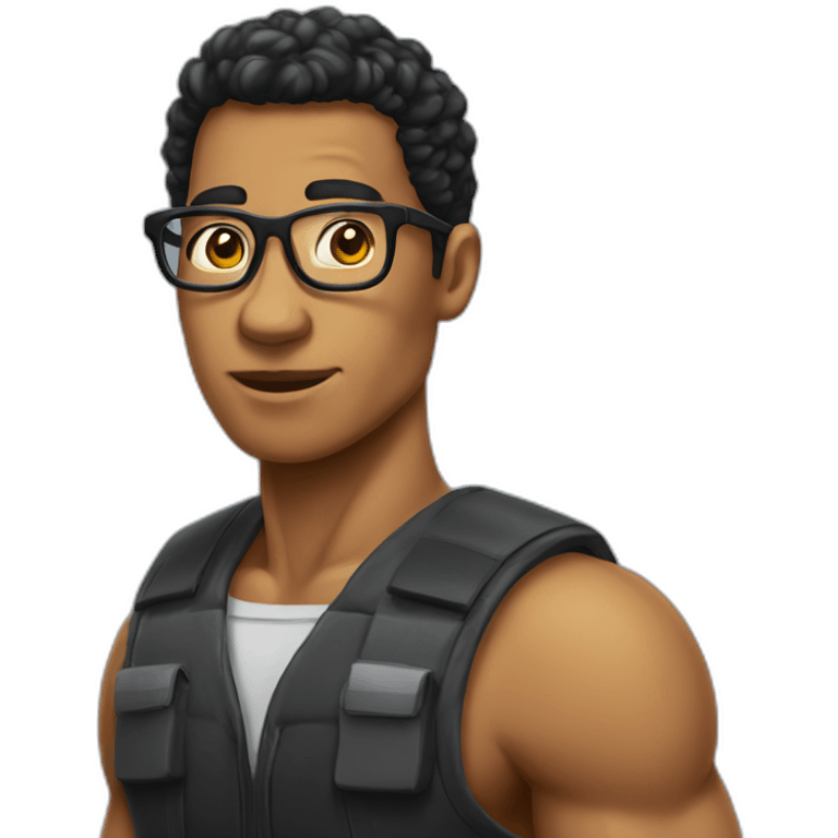 mixed race half black computer nerd muscles emoji