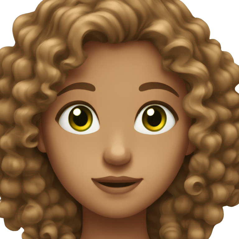 Girl with brown curly hair and green eyes emoji