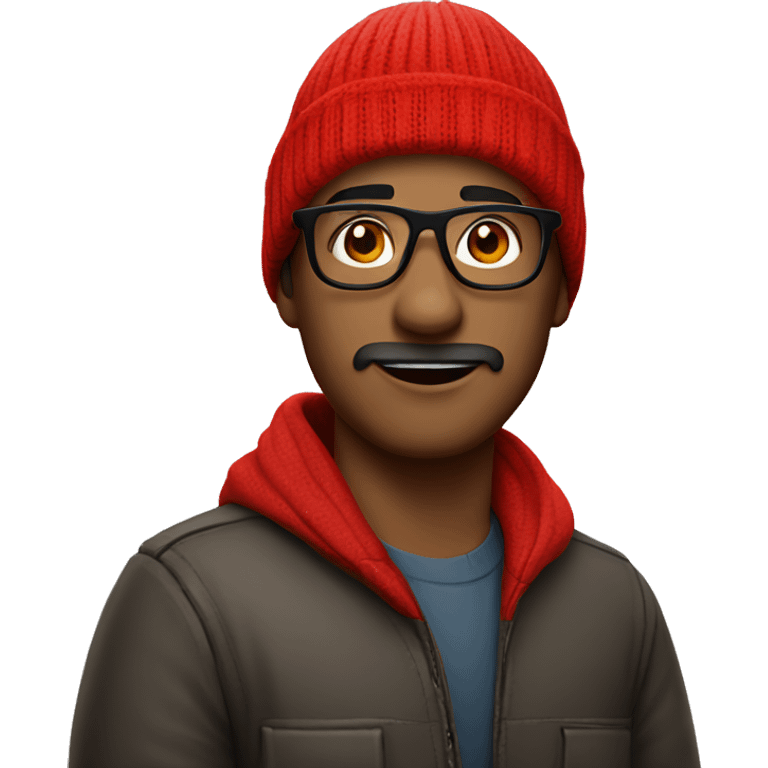 man wearing red beanie and red glasses  emoji