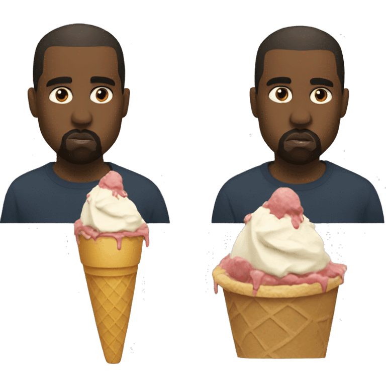 Kanye West eating an ice cream emoji