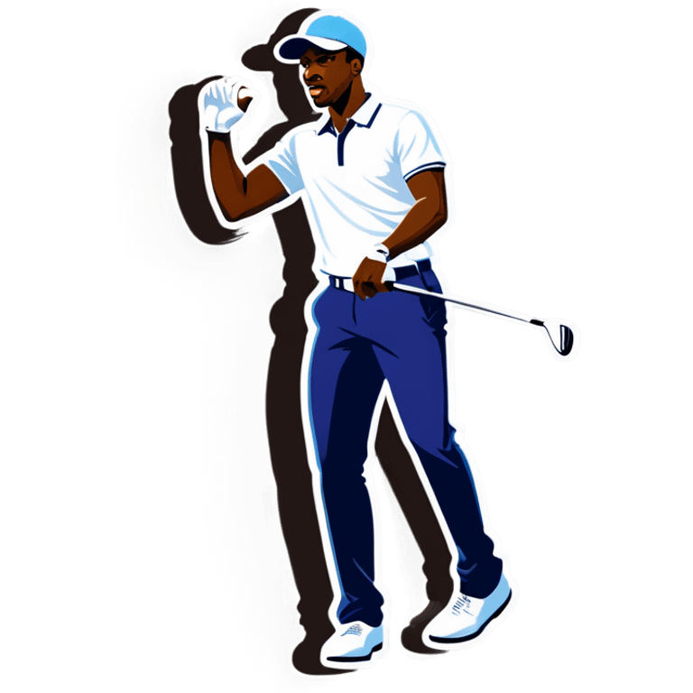 Cool looking black man hitting a golf ball emoji