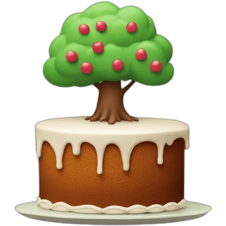 cake with a tree on it emoji