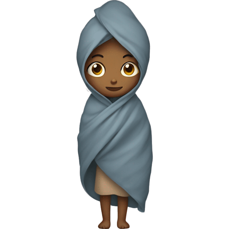 Girl wrapped in blanket cozy emoji