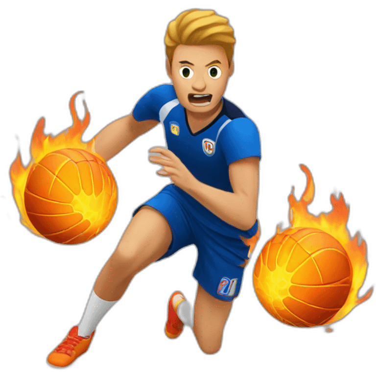 Handball player through fire ball emoji