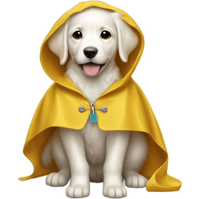 White puppy Golden retriever raincoat emoji