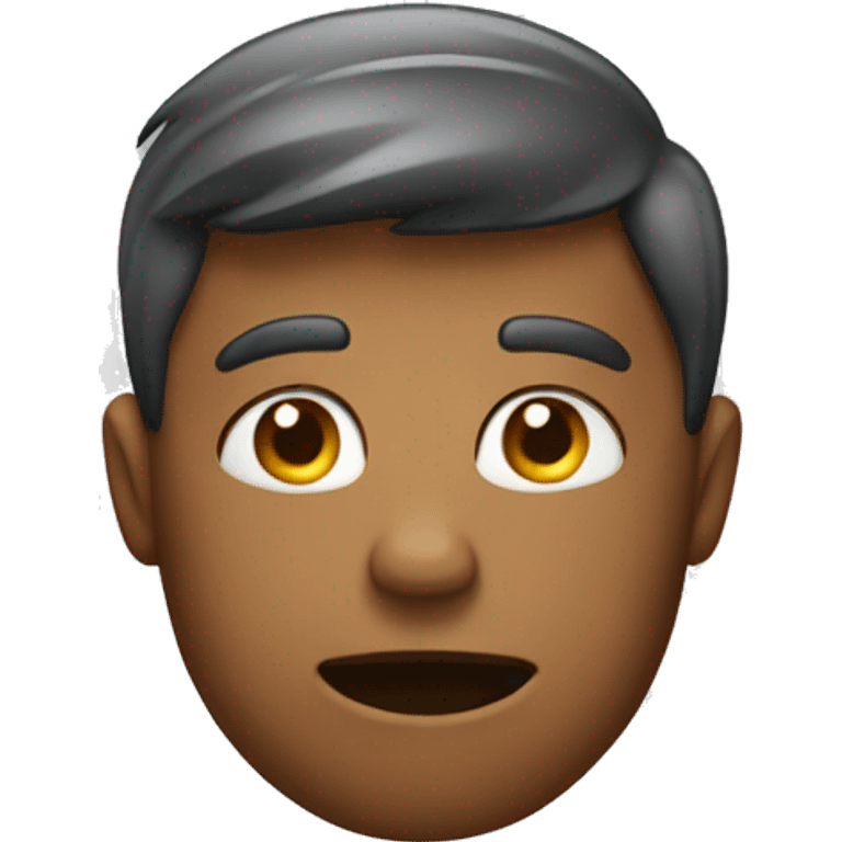 An emoji with a hand on his head in the background. emoji