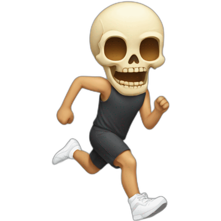 Skull emoji with full body running emoji