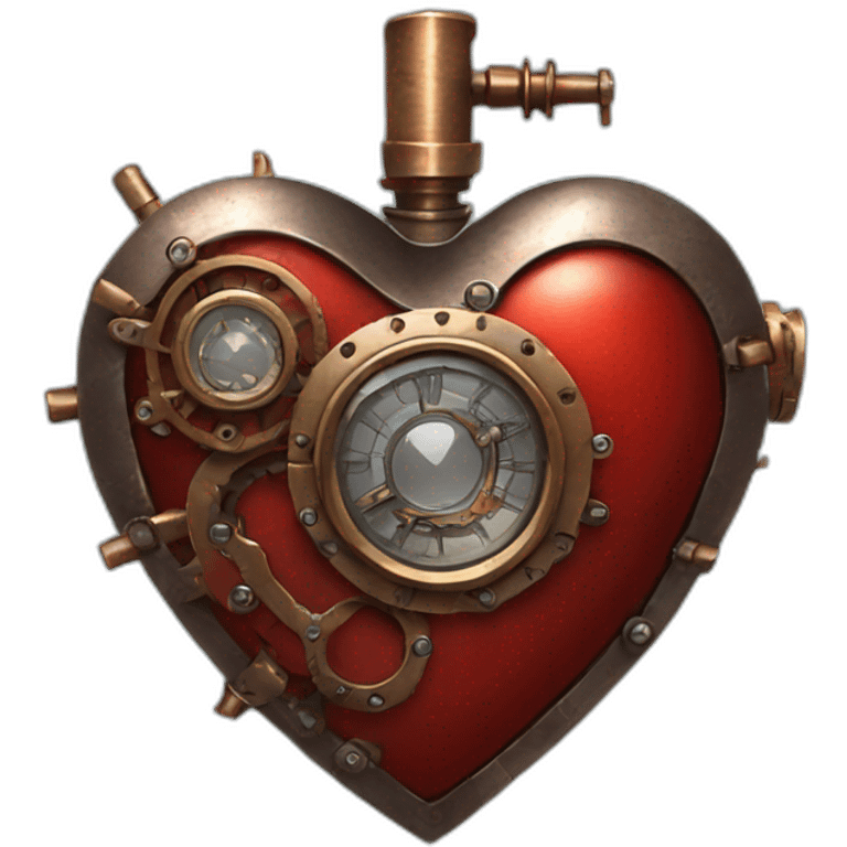 Red steampunk metal heart emoji