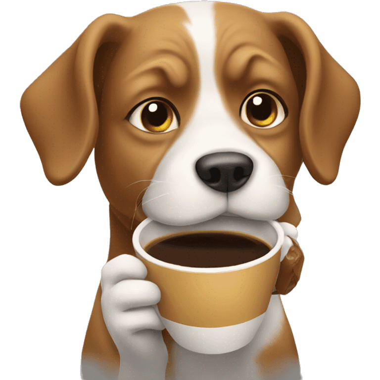 Dog with coffee emoji