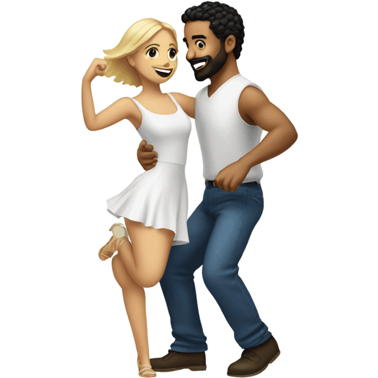 Puerto rican beard short hair with blonde girl dancing emoji