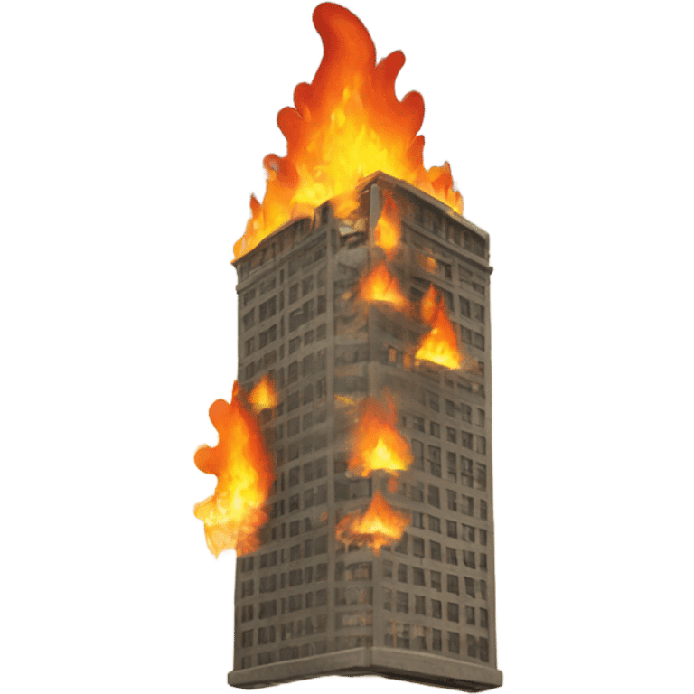 To towers on fire with play flying towards it emoji