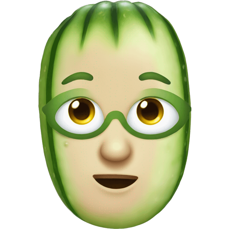 emoji with cucumber on eyes emoji