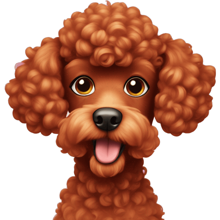 red poodle with shaved face and big topknot emoji