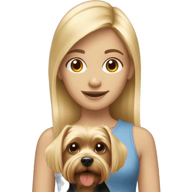 Blonde girl with Yorkshire Terrier emoji