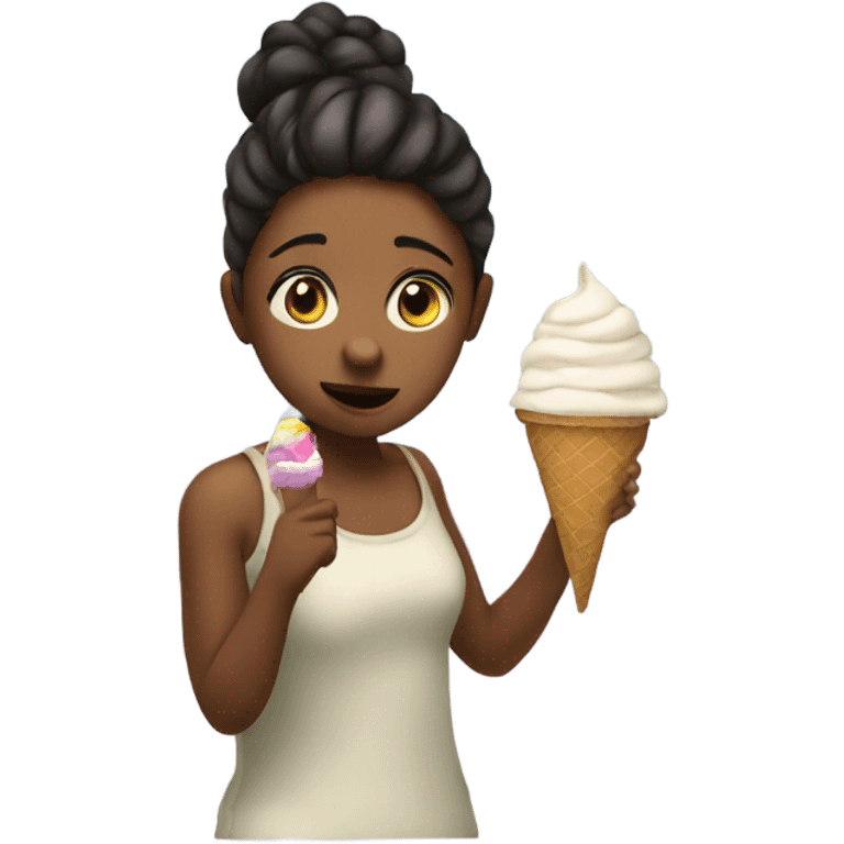 girl by the window indoors eating ice cream emoji