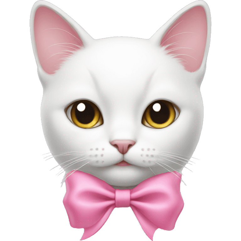 White cat with a pink bow emoji