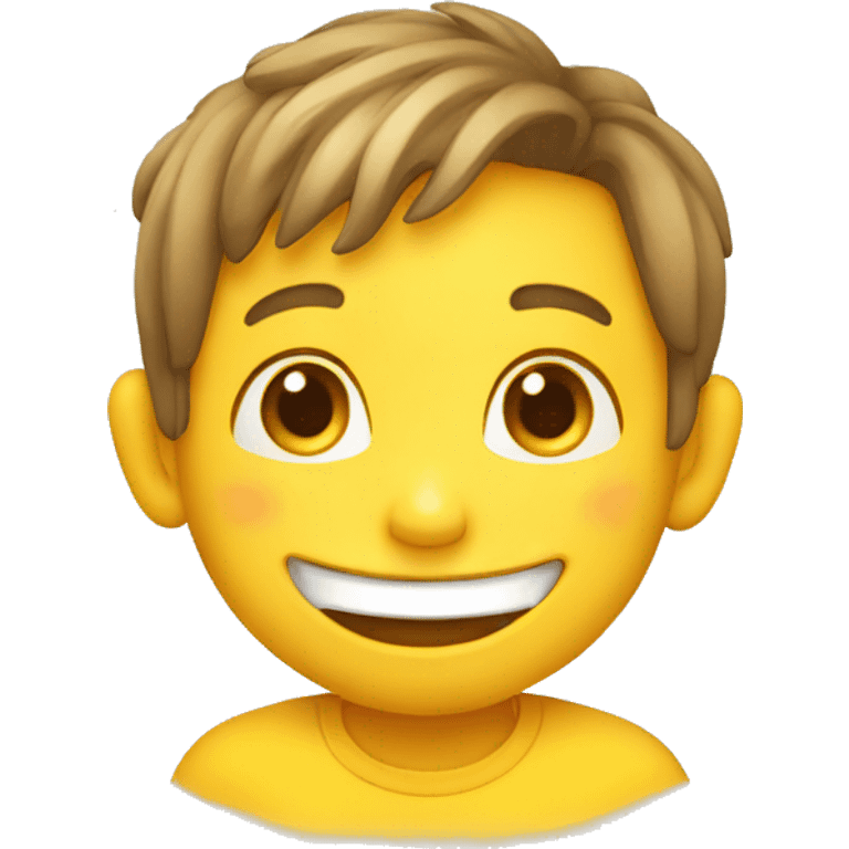 giggling kid face, yellow emoji style emoji