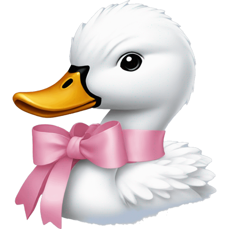 Swan with a pink bow around its neck  emoji