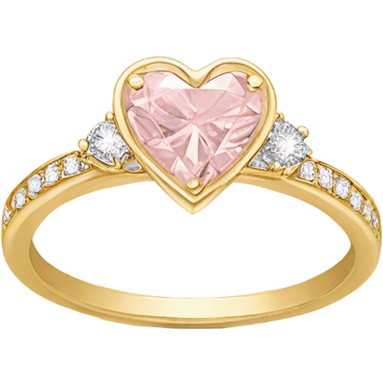 Gold engagement ring with light pink heart diamond  emoji