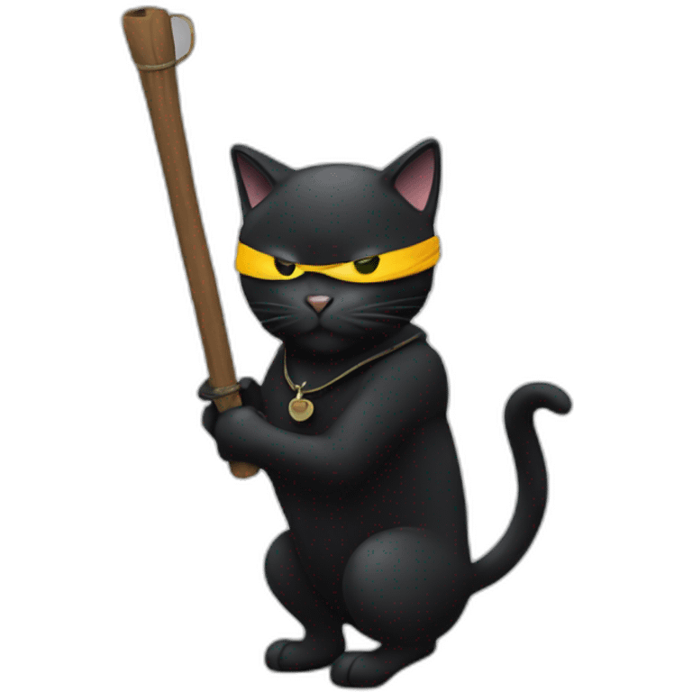 A black cat as a thief thief with blindfold emoji