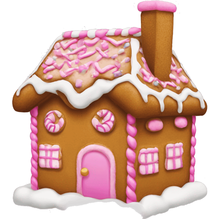 Gingerbread house with a pink bow  emoji