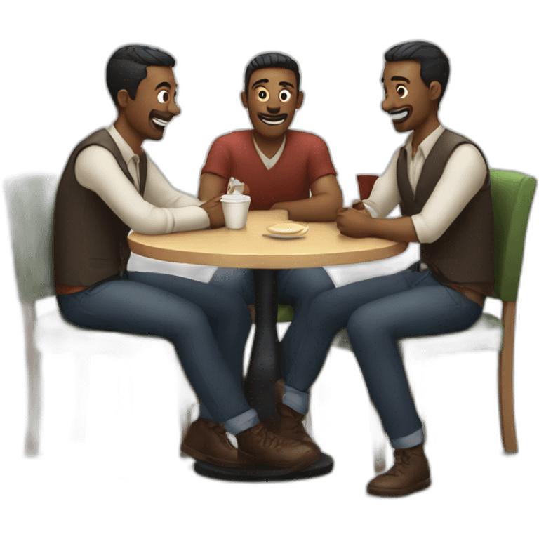 Four men in cafe emoji