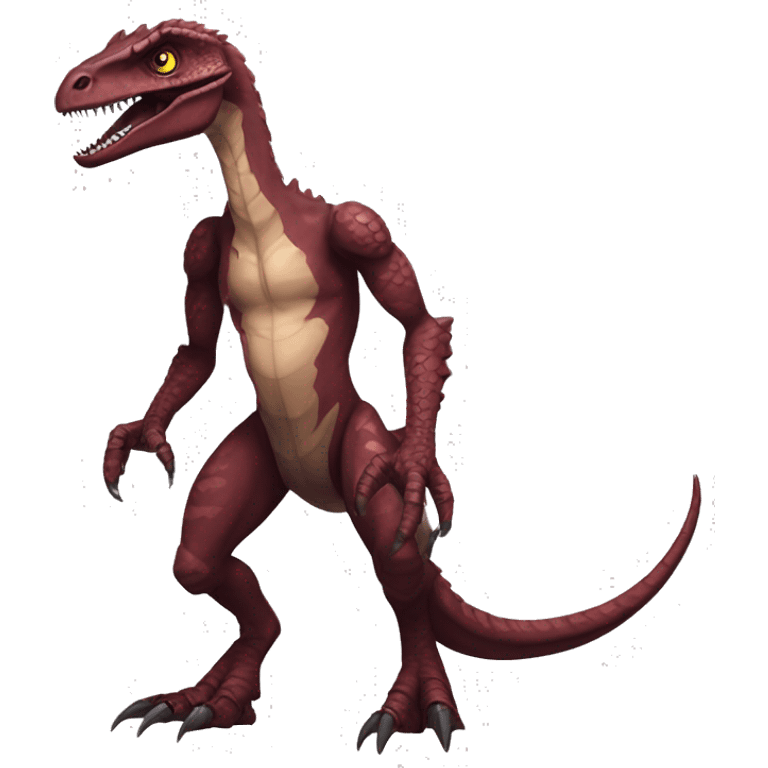 Maroon edgy badass modern handsome velociraptor-dragon-Digimon, full body emoji