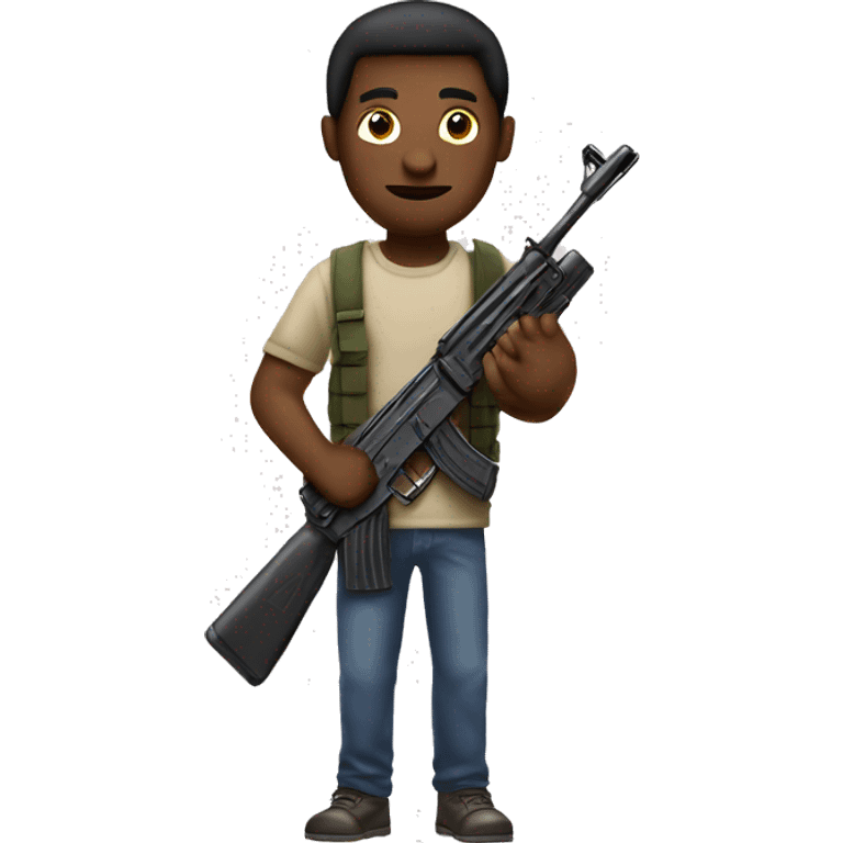 Guy holding giant fake ak47 emoji