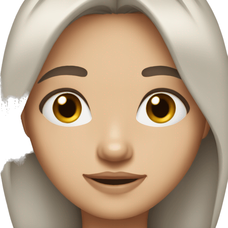 girl with medium straight brown hair and blue eyes and a nose piercing on the left side emoji