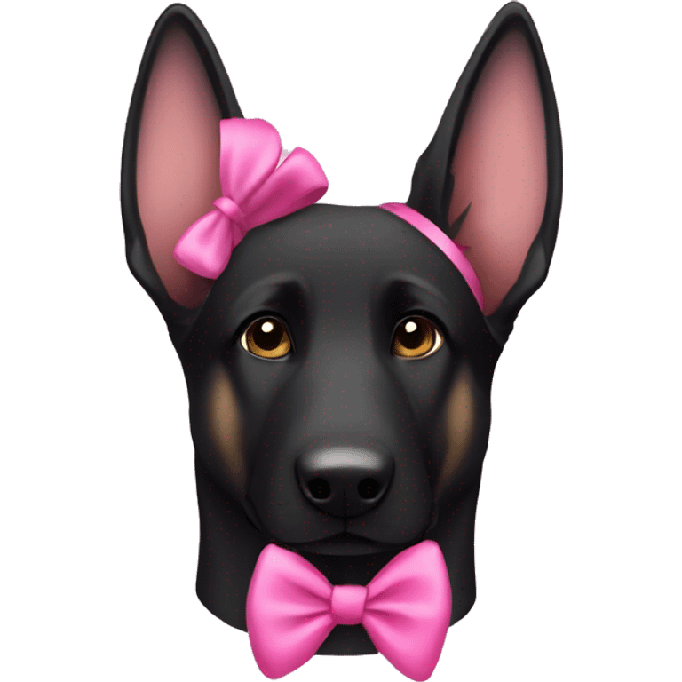 all black german shepherd with pink bow on its head emoji