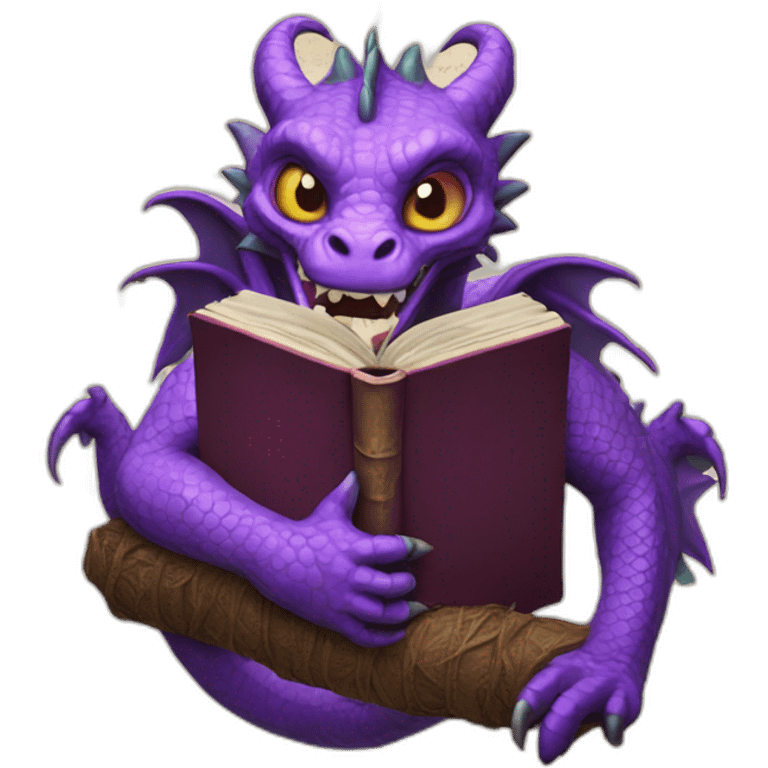 purple dragon holding the book of the dead emoji