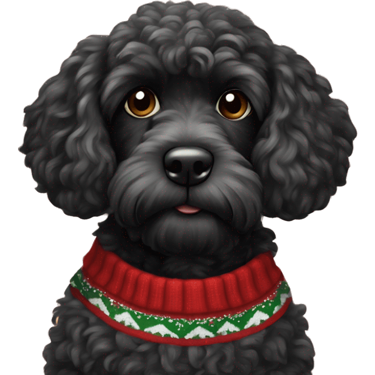 black cockapoo in christmas jumper emoji