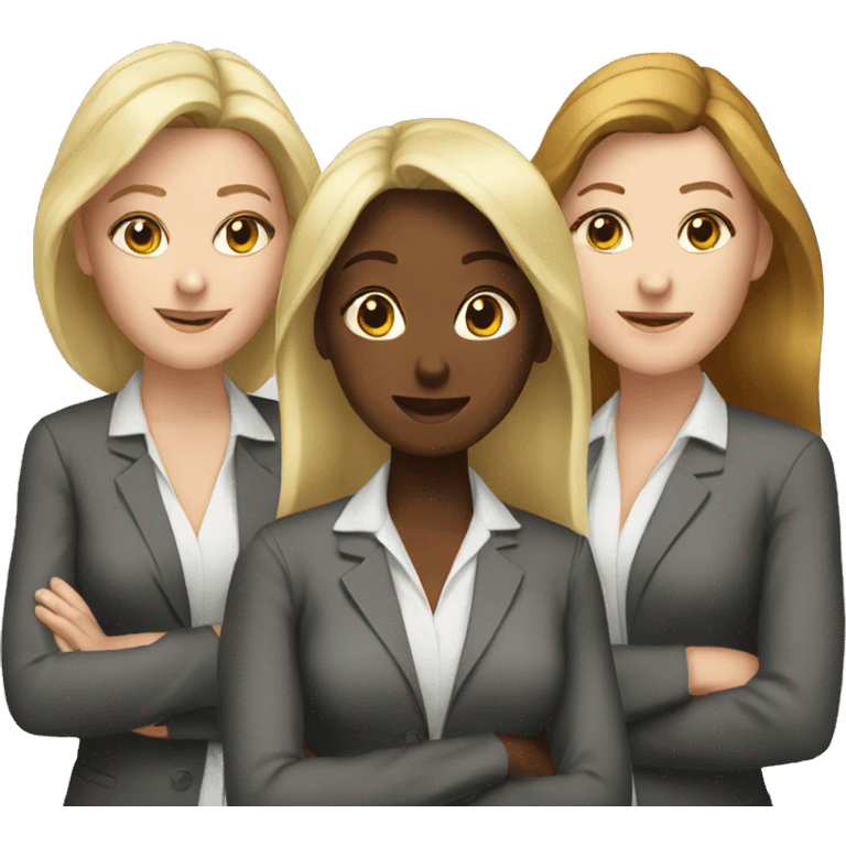 Three white female coworkers  emoji