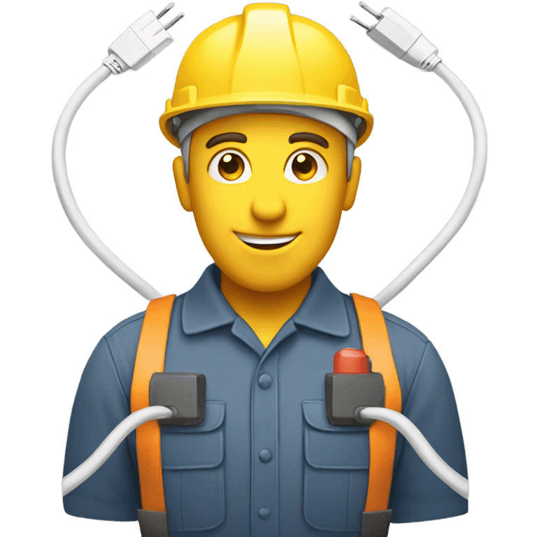 electrician holding two cables, lightning between them emoji