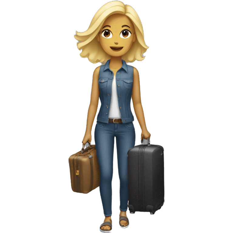 blonde woman with luggage emoji