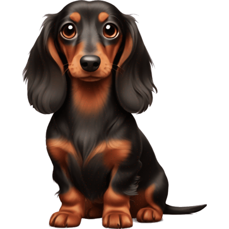 Tri dans long haired Dachshund full body emoji