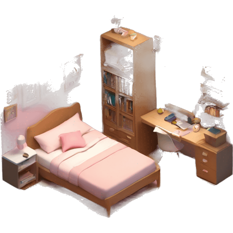 isometric-3d-cute-small-bedroom-teen-girl-interior emoji