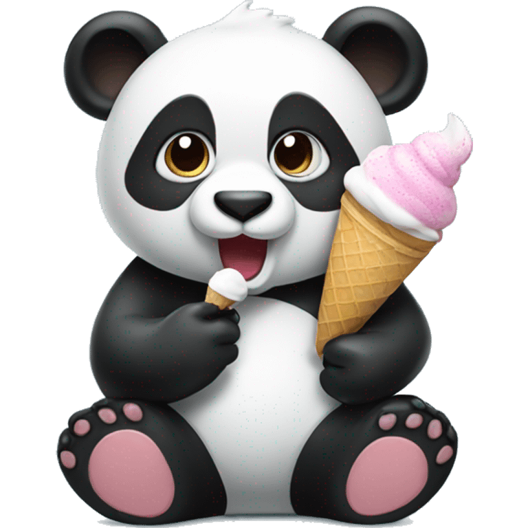 Panda eating ice cream emoji