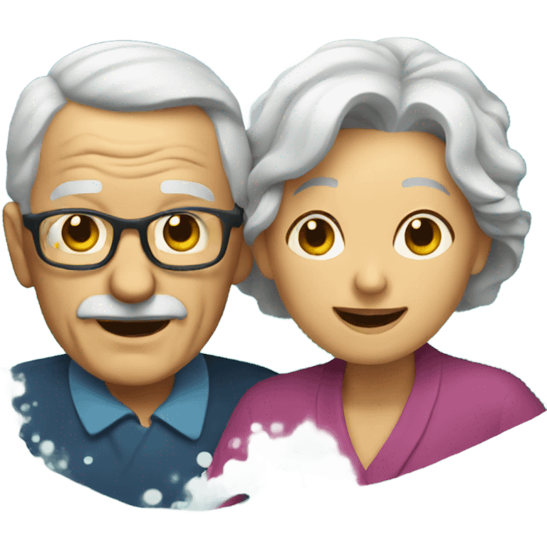 Old man and woman on wave emoji