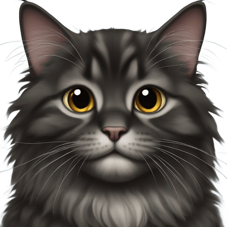 Fat black Maine coon kitten  emoji