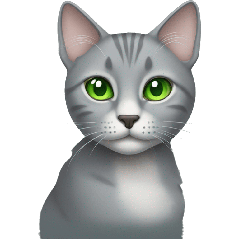 Grey cat with green eyes  emoji