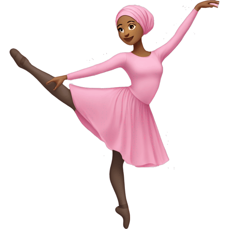 Beautiful-Hijabi-woman-doing-ballet-in-pink emoji