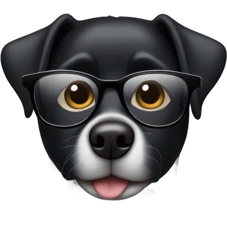 Black dog wearing glasses emoji