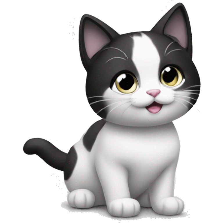 Cat black and white little  emoji