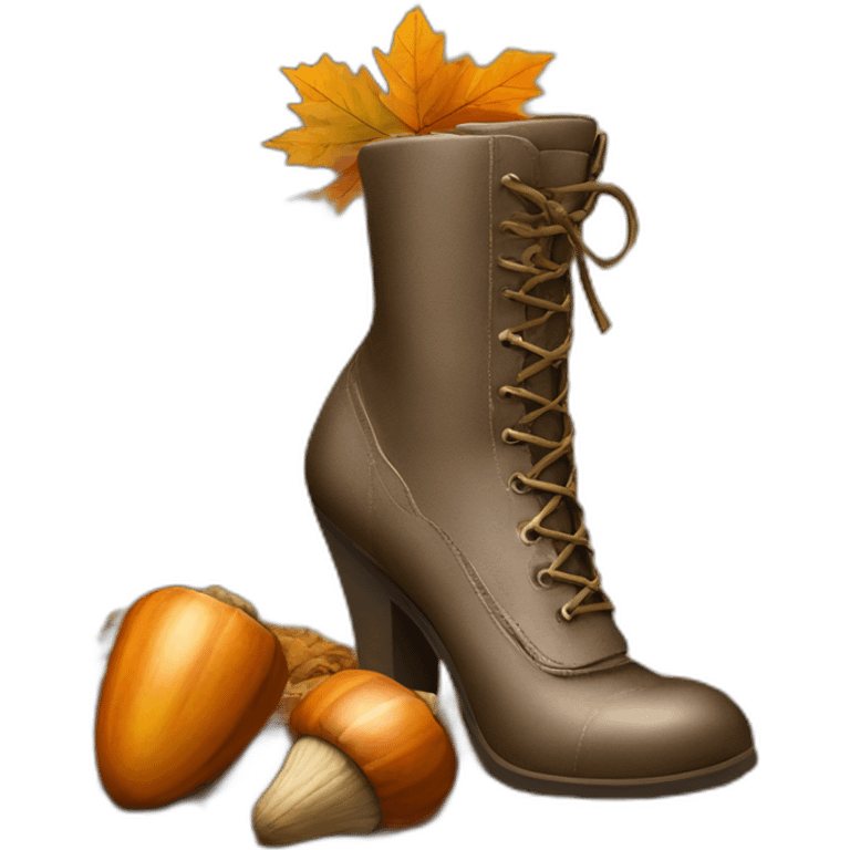 high heel boot standing on acorns emoji