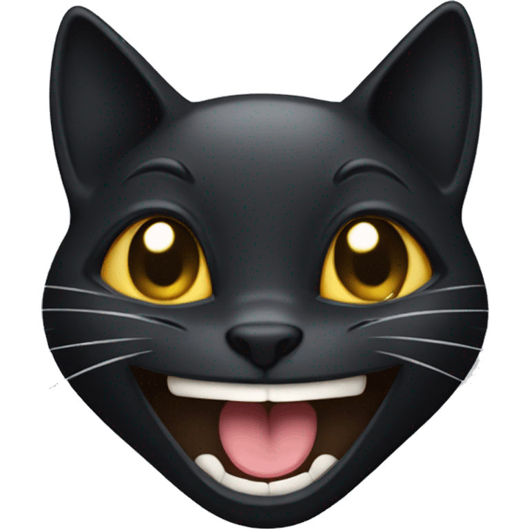 Female black cat laughing with tears  emoji