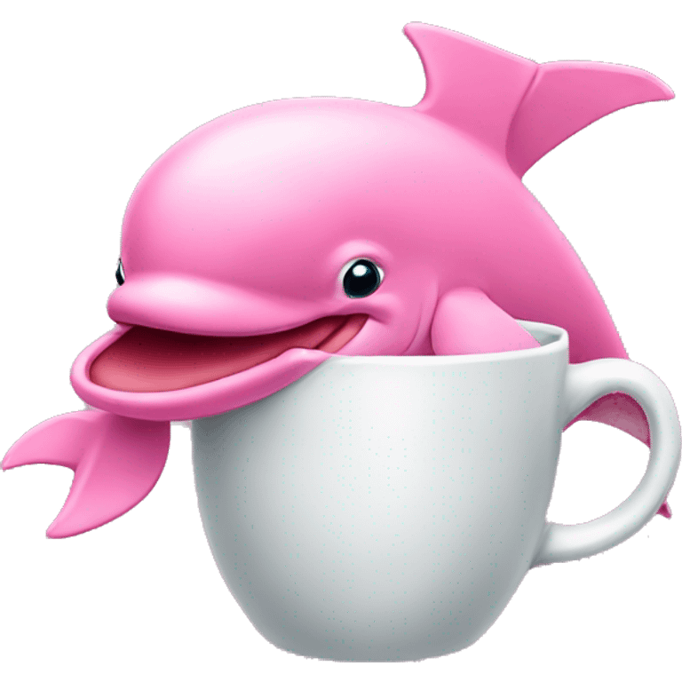 pink dolphin with coffee emoji