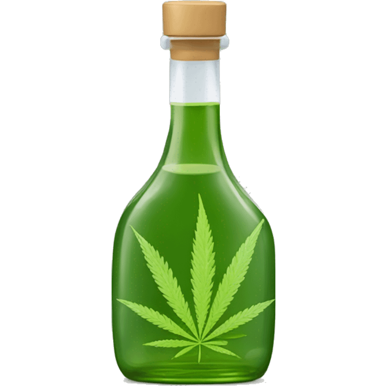 Frasco de aceite con gotero mas hoja de cannabis emoji