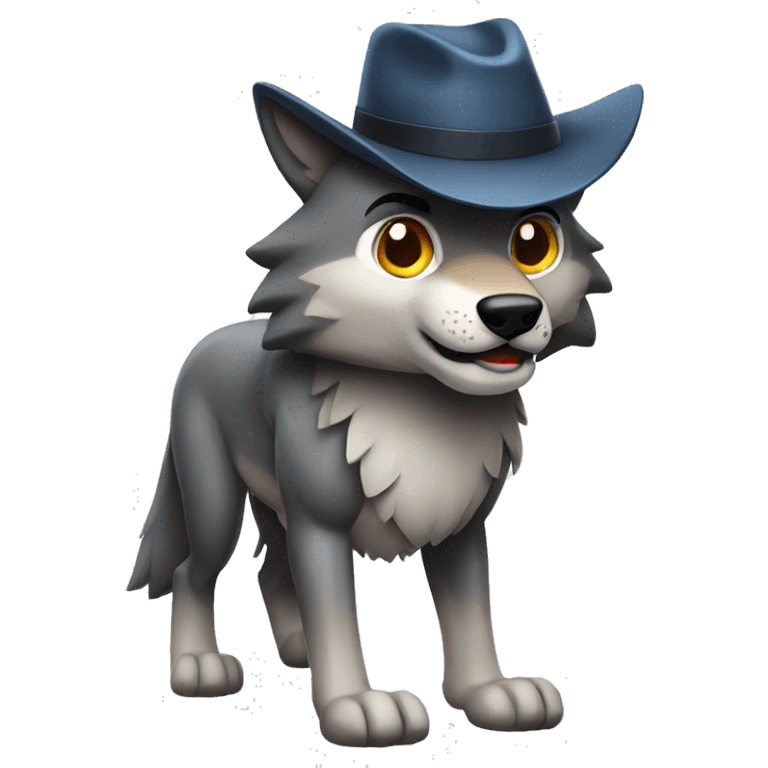 muscular wolf full body with fedora emoji